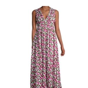 Roller Rabbit Dakini Floral Maxi Dress Lune Dress Size Large